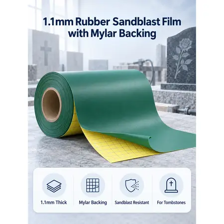 1.1mm Rubber Sandblast Film with Mylar Backing — PVC & Rubber Sandblast Stencil Film