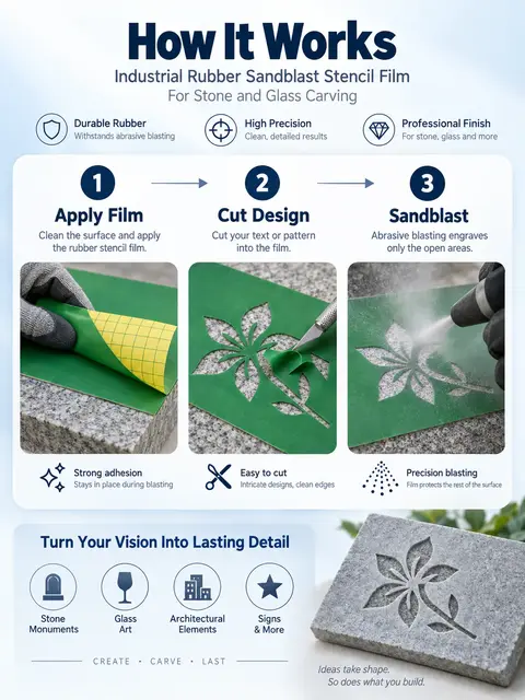 1.1mm Rubber Sandblast Film with Mylar Backing — Monument lettering