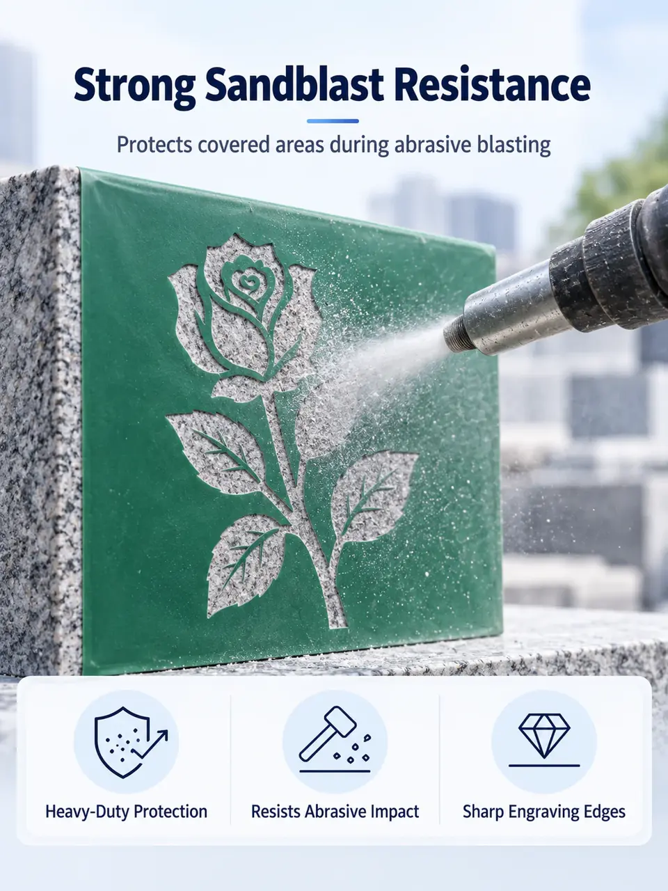 1.1mm Rubber Sandblasting Film with Mylar Backing — Construction and material layers