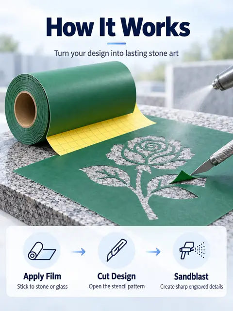 1.1mm Rubber Sandblasting Film with Mylar Backing — Monument lettering