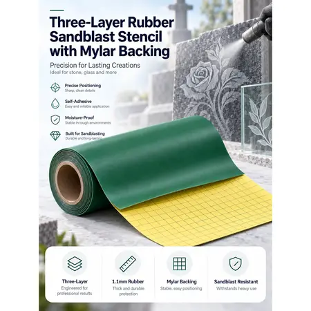 Three-Layer Rubber Sandblast Stencil with Mylar Backing — PVC & Rubber Sandblast Stencil Film