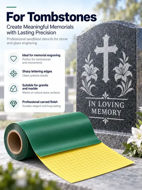 Three-Layer Rubber Sandblast Stencil with Mylar Backing — Glass etching