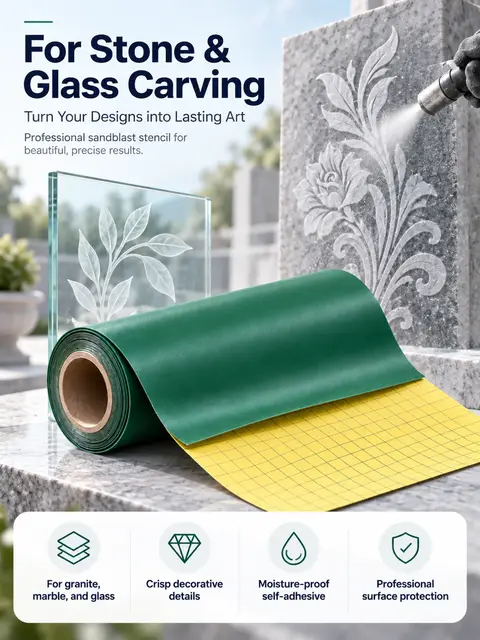 Three-Layer Rubber Sandblast Stencil with Mylar Backing — Architectural stone