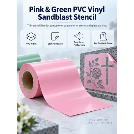 Pink & Green PVC Vinyl Sandblast Stencil — PVC & Rubber Sandblast Stencil Film