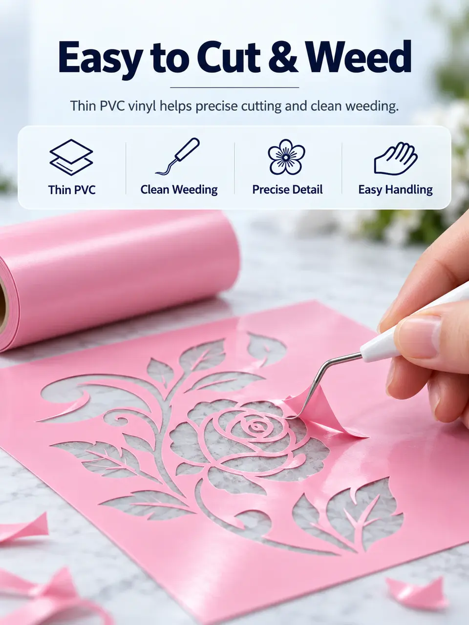 Pink & Green PVC Vinyl Sandblast Stencil — Surface texture and finish close-up