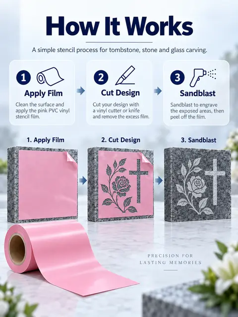 Pink & Green PVC Vinyl Sandblast Stencil — Monument lettering