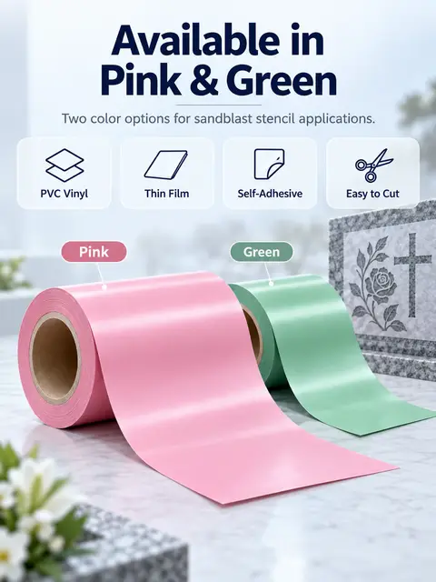 Pink & Green PVC Vinyl Sandblast Stencil — Granite carving