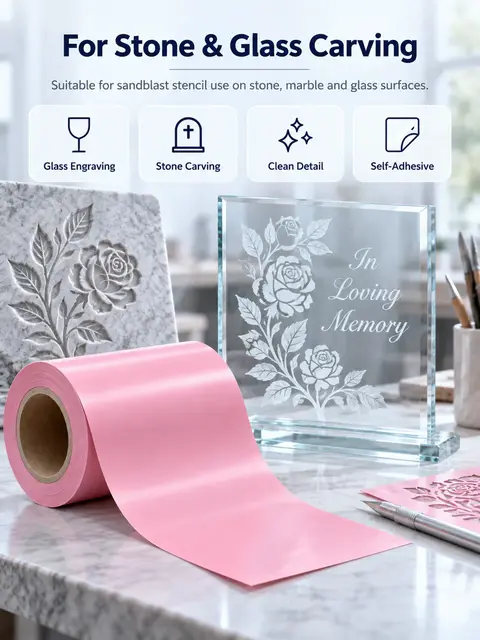 Pink & Green PVC Vinyl Sandblast Stencil — Architectural stone