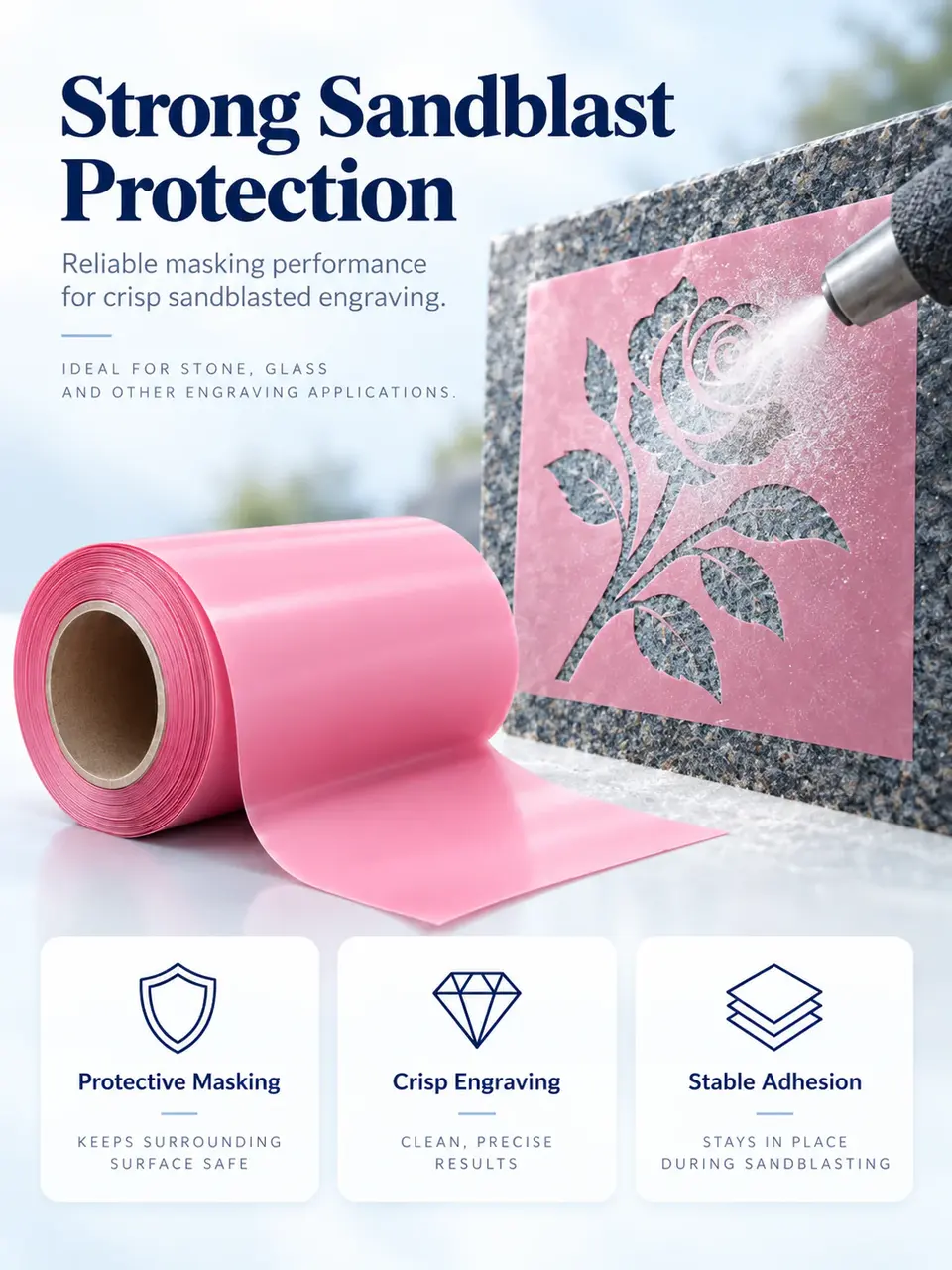 Pink & Green PVC Vinyl Sandblasting Film — Construction and material layers