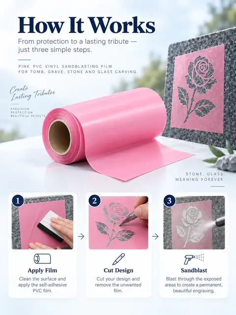 Pink & Green PVC Vinyl Sandblasting Film — Monument lettering