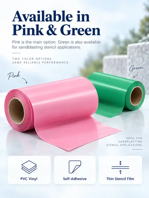 Pink & Green PVC Vinyl Sandblasting Film — Granite carving
