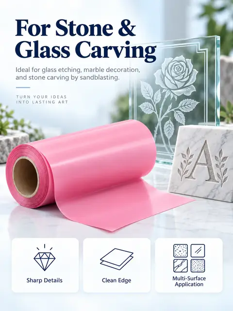 Pink & Green PVC Vinyl Sandblasting Film — Architectural stone