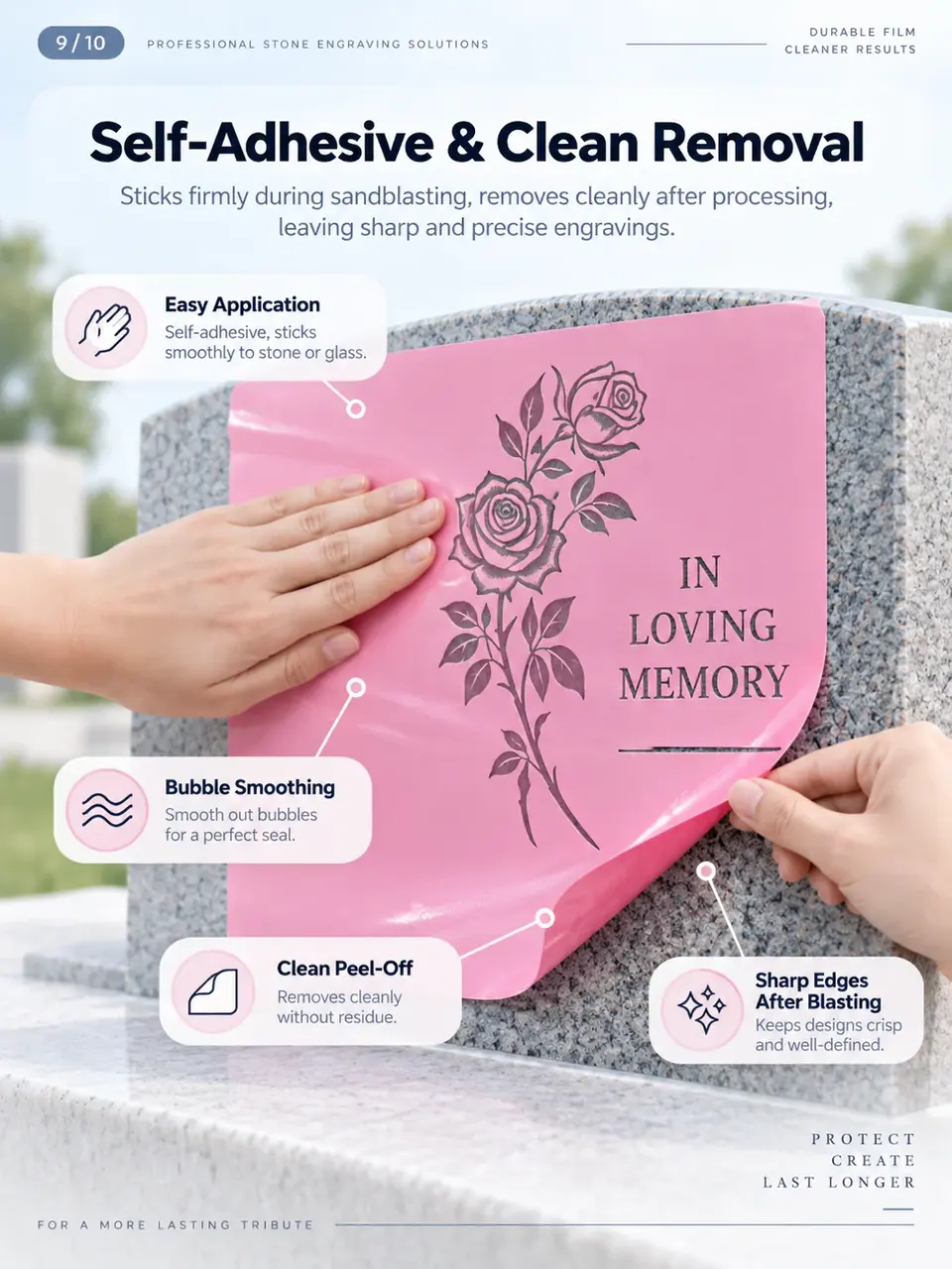 Pink & Green PVC Vinyl Sandblasting Protective Film — Installation and application detail