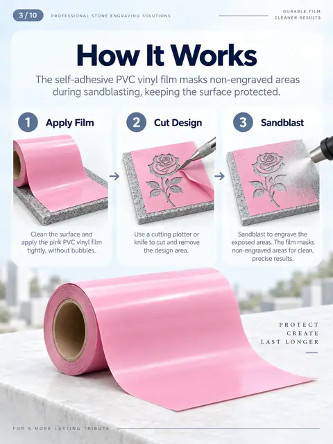 Pink & Green PVC Vinyl Sandblasting Protective Film — Monument lettering