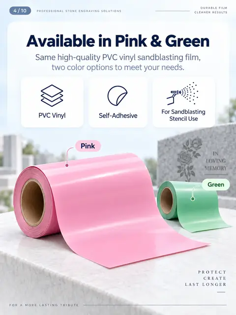 Pink & Green PVC Vinyl Sandblasting Protective Film — Granite carving