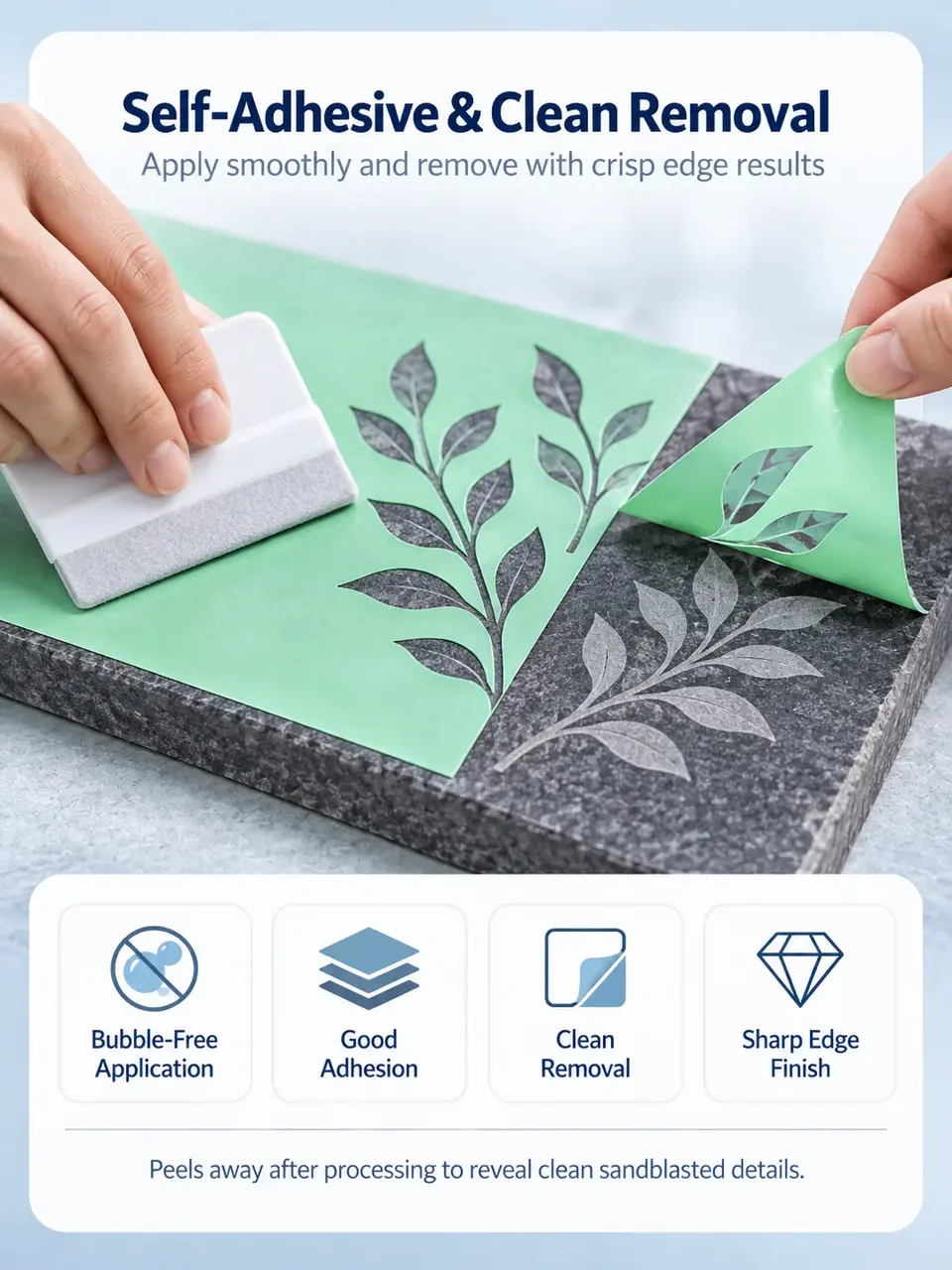 Rubber Vinyl Sandblast Stencil Tape — Installation and application detail