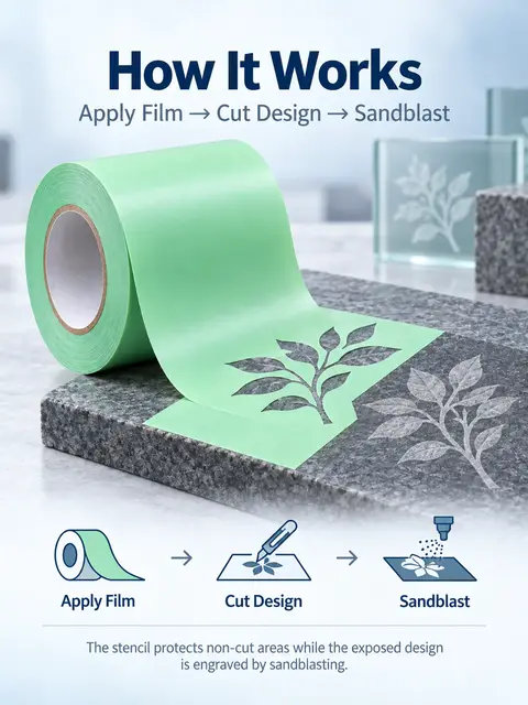 Rubber Vinyl Sandblast Stencil Tape — Monument lettering