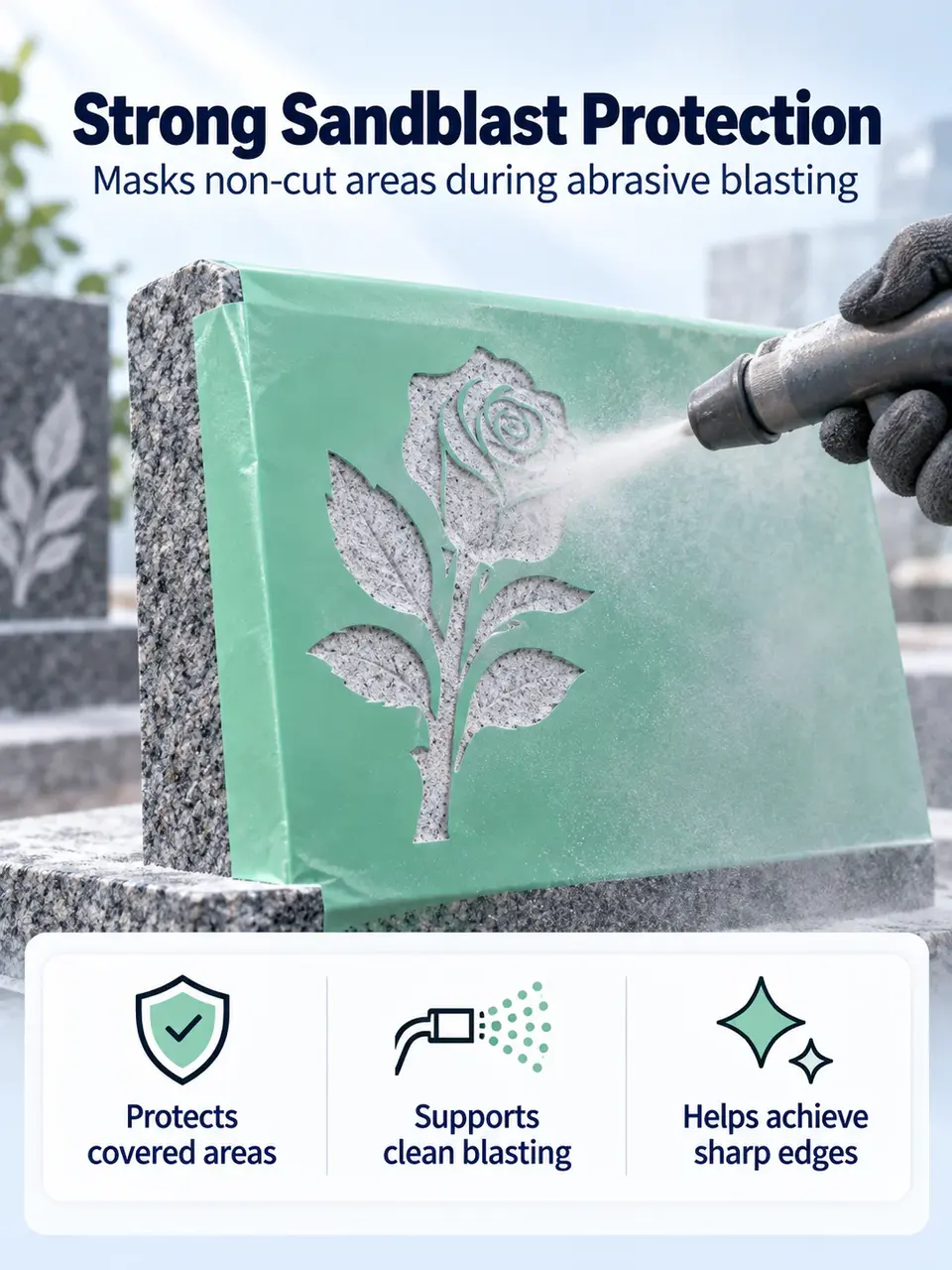 Strong Printable Die-Cut Rubber Vinyl Sandblast Stencil — Construction and material layers