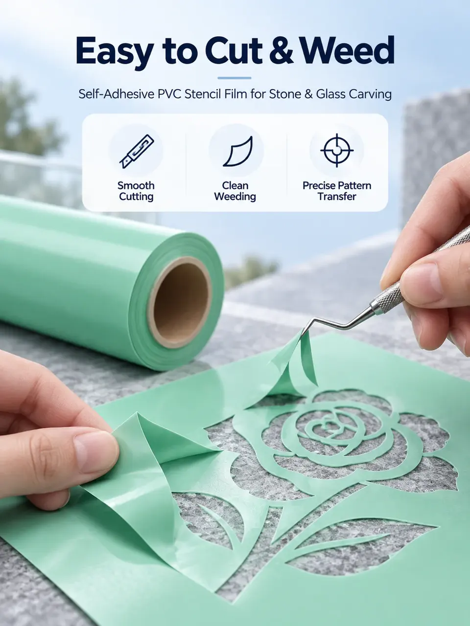 PVC Vinyl Sandblasting Stencil Film — Surface texture and finish close-up