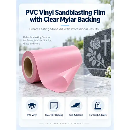 PVC Vinyl Sandblasting Film with Clear Mylar/PET Backing — PVC & Rubber Sandblast Stencil Film