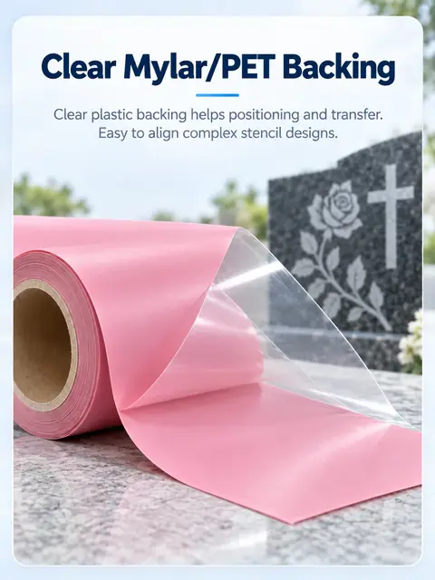 PVC Vinyl Sandblasting Film with Clear Mylar/PET Backing — Granite carving
