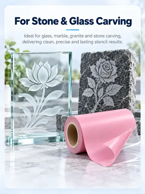 PVC Vinyl Sandblasting Film with Clear Mylar/PET Backing — Architectural stone