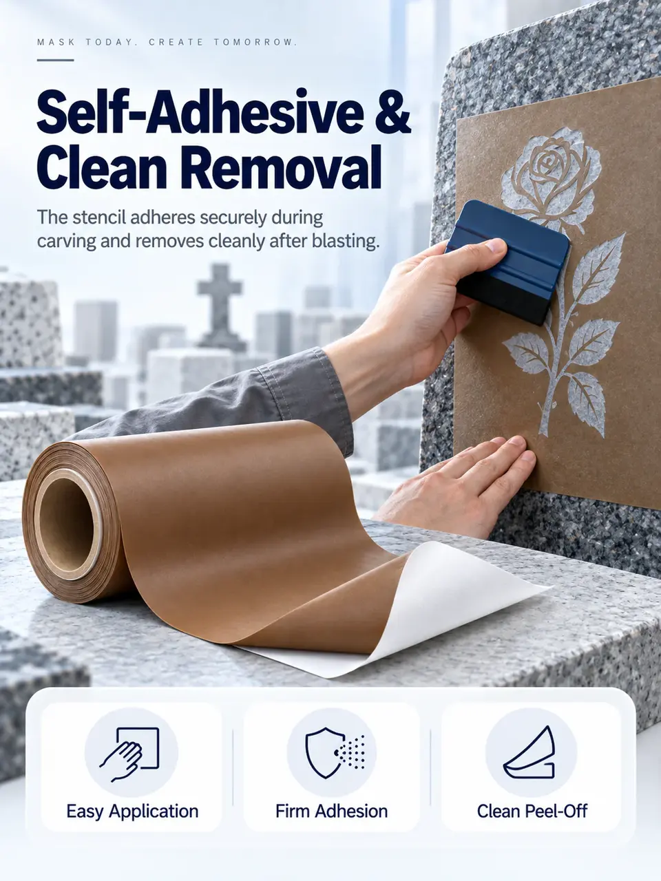 Natural Rubber Sandblast Stencil Film — Installation and application detail