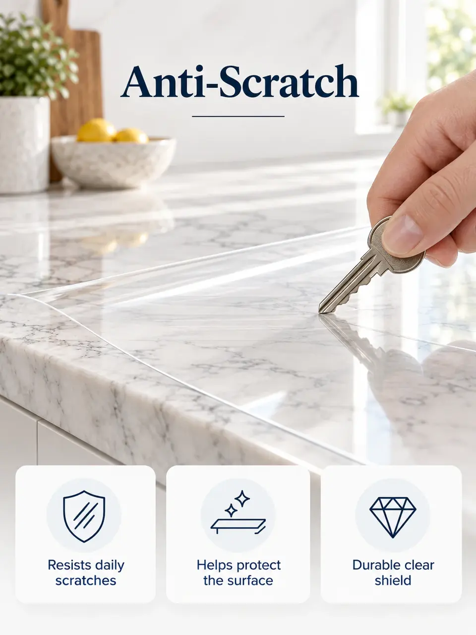 Clear Furniture Surface Protection Film — Surface texture and finish close-up