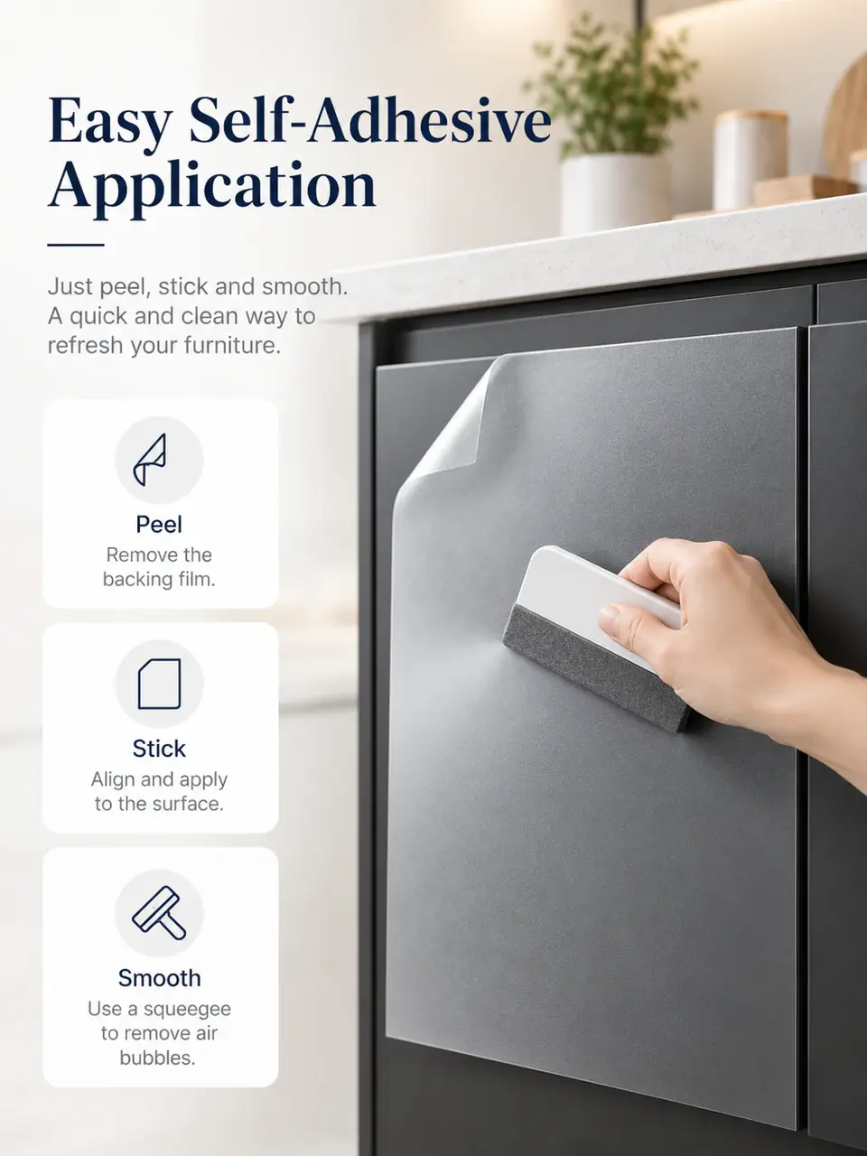Matte Furniture Protection Film — Installation and application detail