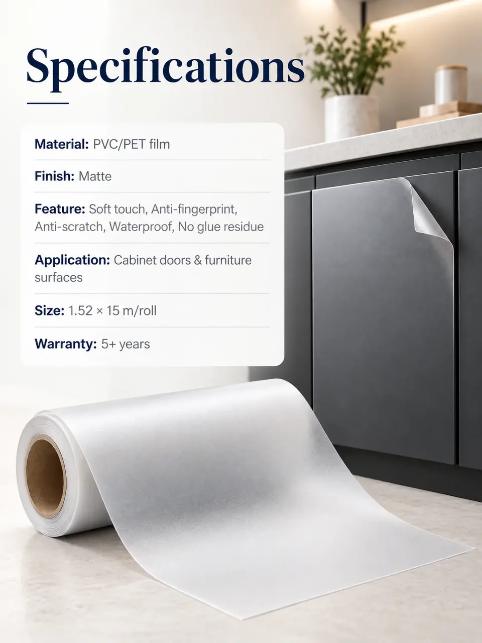Matte Furniture Protection Film — Roll format and packaging