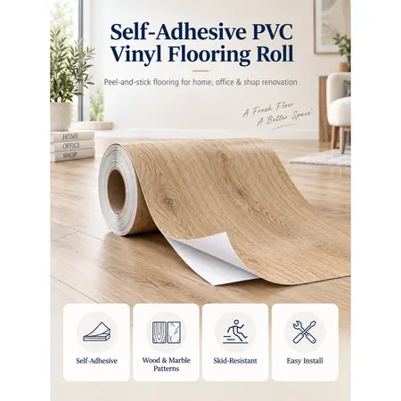 Economy Self-Adhesive PVC Vinyl Flooring Roll — Self-Adhesive Wallpaper & Floor Films