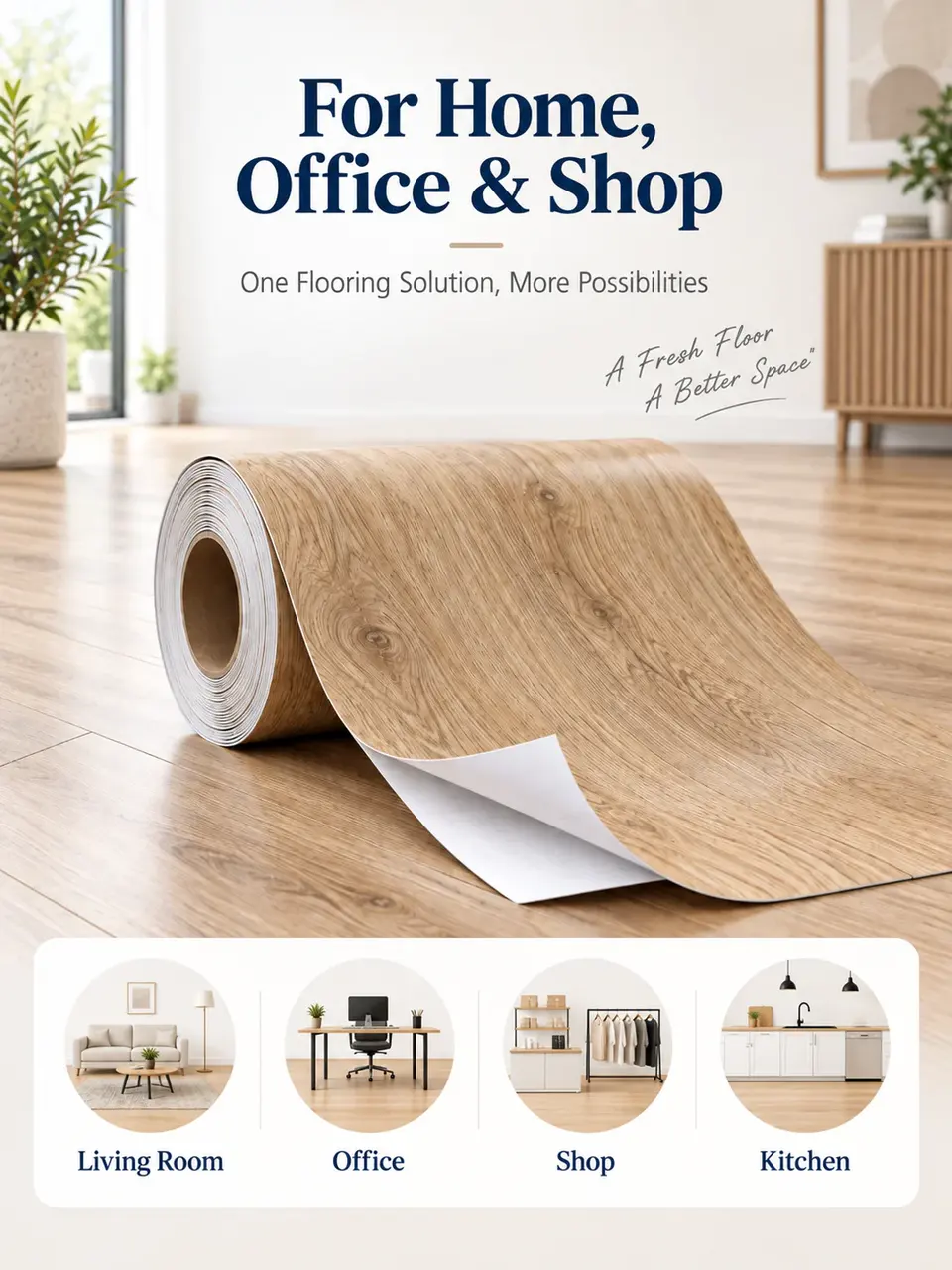 Economy Self-Adhesive PVC Vinyl Flooring Roll — Construction and material layers