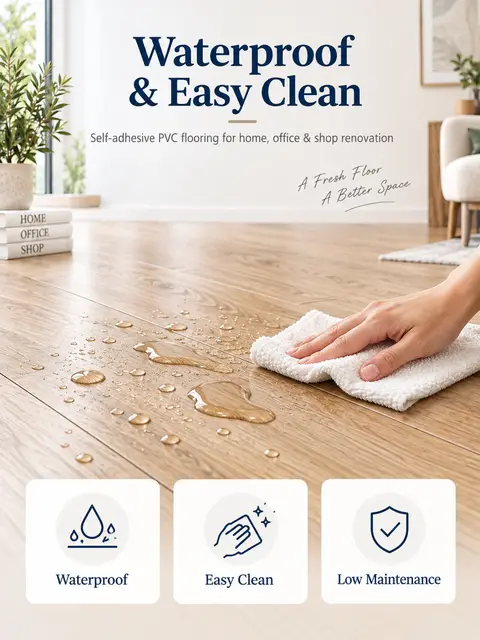 Economy Self-Adhesive PVC Vinyl Flooring Roll — Kitchen & bathroom