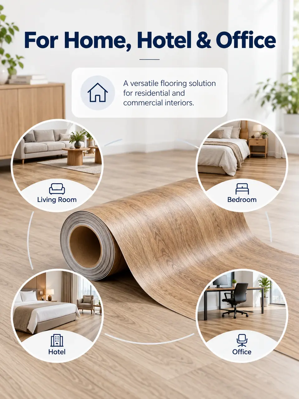 Wood-Grain Self-Adhesive Vinyl Floor Roll — Installation and application detail