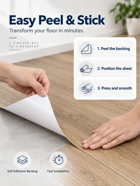 Wood-Grain Self-Adhesive Vinyl Floor Roll — Feature wall