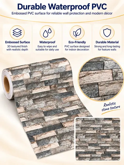 Modern Decorative Self-Adhesive Vinyl Elegant Brick Design Wallpaper — Feature wall