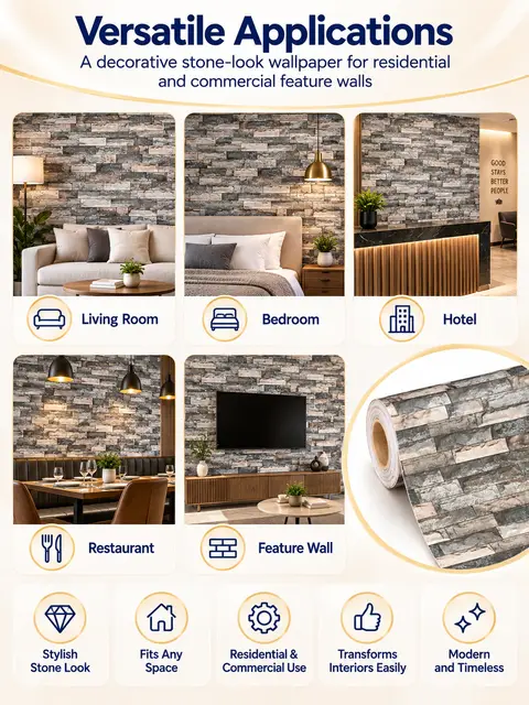 Modern Decorative Self-Adhesive Vinyl Elegant Brick Design Wallpaper — Kitchen & bathroom