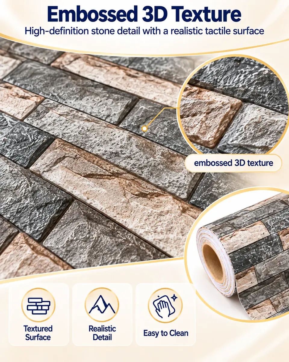 Removable Brick Stone Wall Sticker — Construction and material layers