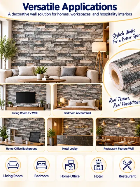 Removable Brick Stone Wall Sticker — Kitchen & bathroom