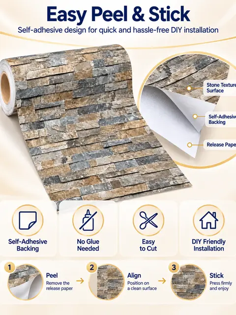Vinyl Peel-and-Stick 3D Brick Design Wallpaper Sticker — Bedroom & nursery