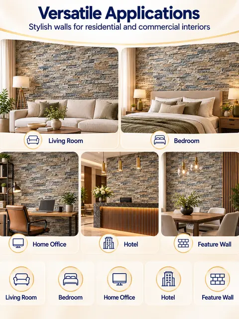 Vinyl Peel-and-Stick 3D Brick Design Wallpaper Sticker — Kitchen & bathroom