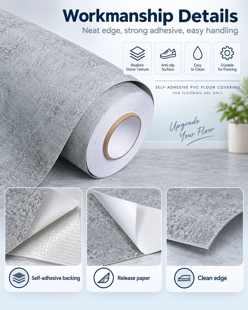 Self-Adhesive PVC Vinyl Floor — Installation and application detail