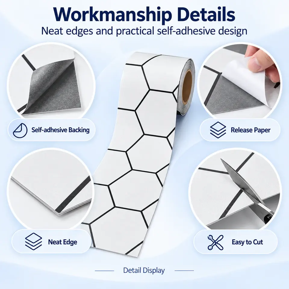 3D Self-Adhesive PVC Vinyl Floor Tiles — Installation and application detail