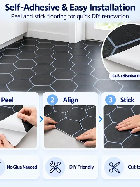 3D Self-Adhesive PVC Vinyl Floor Tiles — Bedroom & nursery