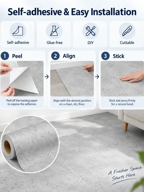 Self-Adhesive PVC Vinyl Floor — Bedroom & nursery