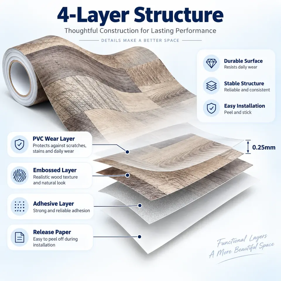 Self-Adhesive PVC Vinyl Floor — Surface texture and finish close-up