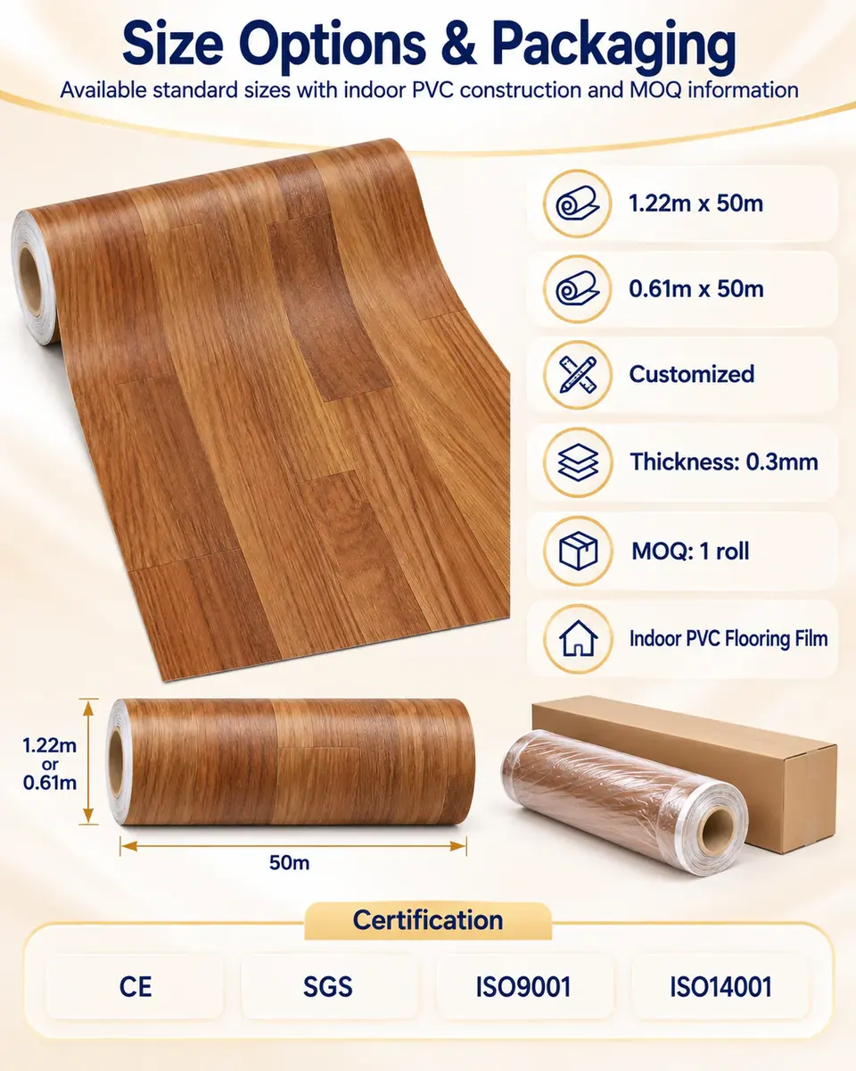 Supplier Wholesales Simulation Pvc Self-adhesive Flooring — Roll format and packaging
