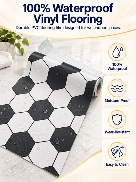 Vinyl Flooring Waterproof PVC Self Adhesive Bathroom Decoration Flooring Film — Feature wall