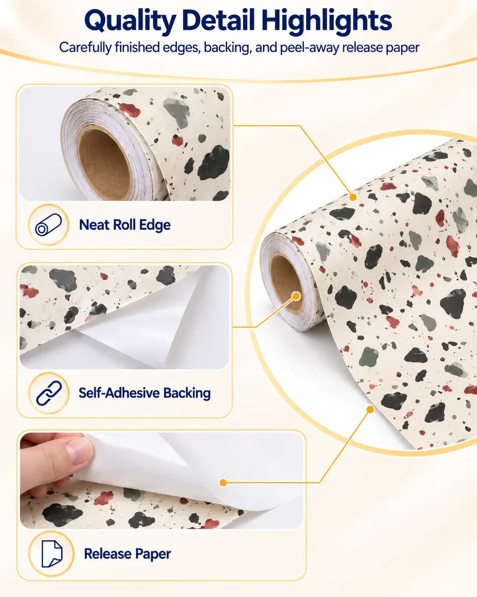 Waterproof Home Decoration Vinyl Flooring Wall Paper Rolls Self Adhesive Wallpapers — Installation and application detail