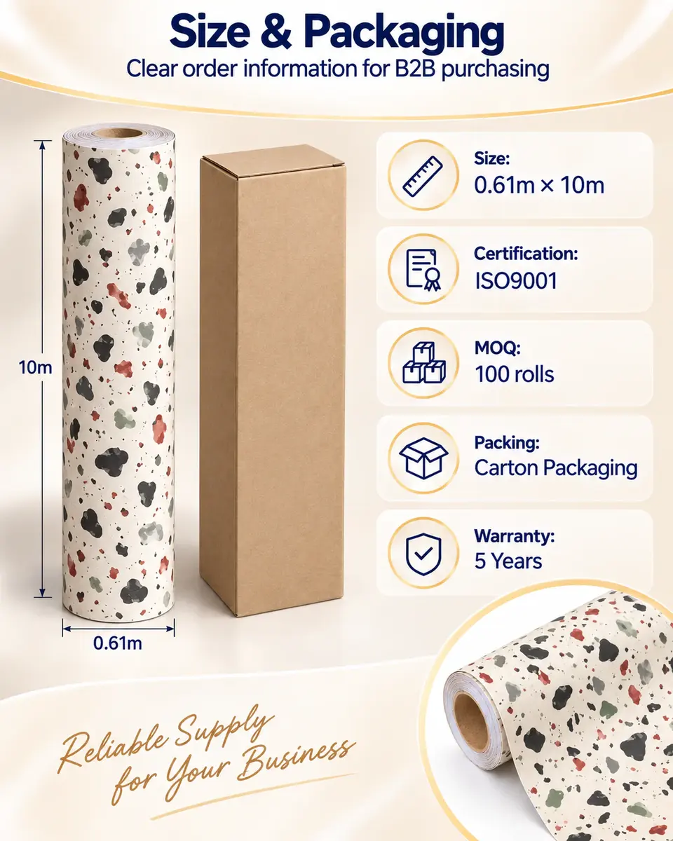 Waterproof Home Decoration Vinyl Flooring Wall Paper Rolls Self Adhesive Wallpapers — Roll format and packaging